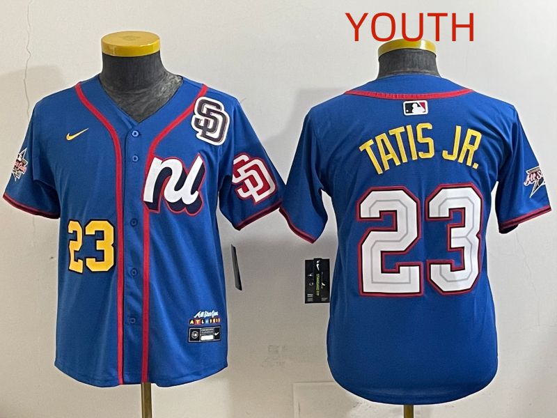 Youth 2025 San Diego Padres #23 Tatis jr Blue All star Nike MLB Jersey style 3->youth mlb jersey->Youth Jersey